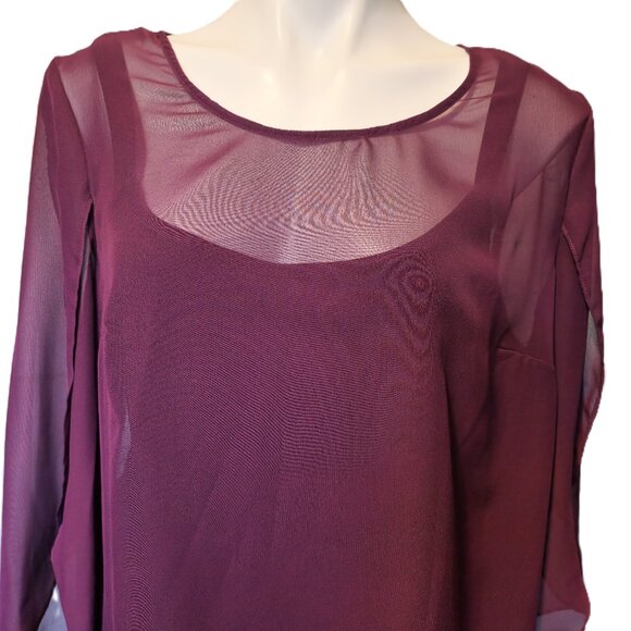 New AB Studio top Women's large Tulip sleeves Sheer fairy breezy lightweight - Picture 3 of 16